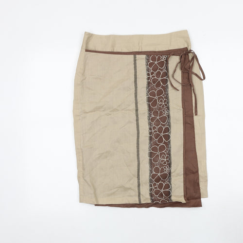 NAF NAF Womens Brown Floral Polyester A-Line Skirt Size 10 Zip