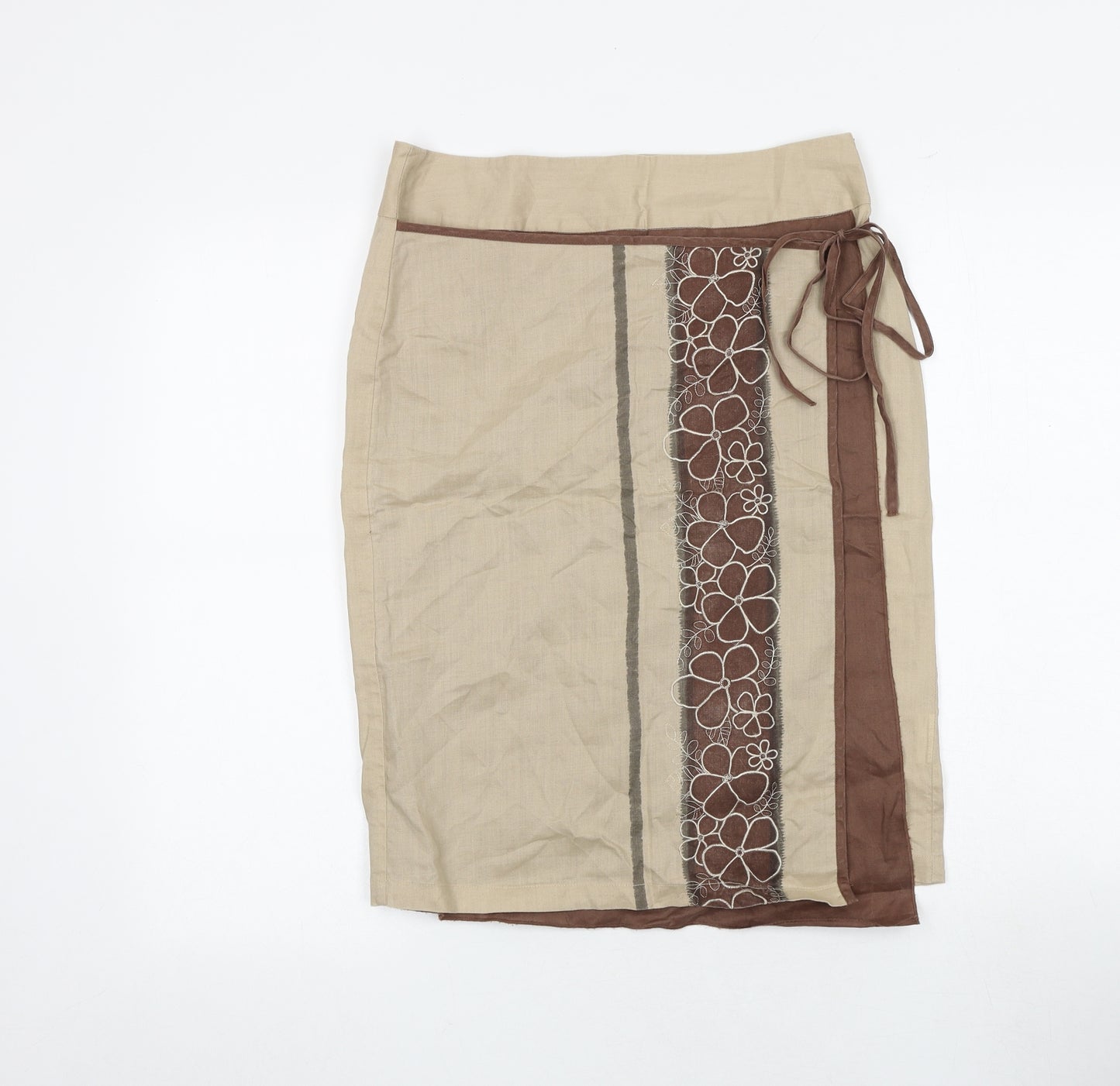NAF NAF Womens Brown Floral Polyester A-Line Skirt Size 10 Zip