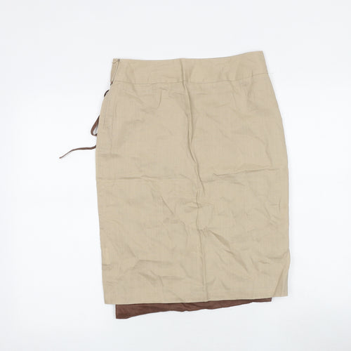 NAF NAF Womens Brown Floral Polyester A-Line Skirt Size 10 Zip