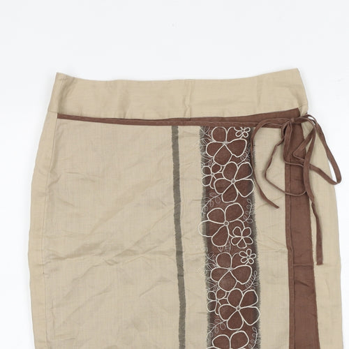 NAF NAF Womens Brown Floral Polyester A-Line Skirt Size 10 Zip