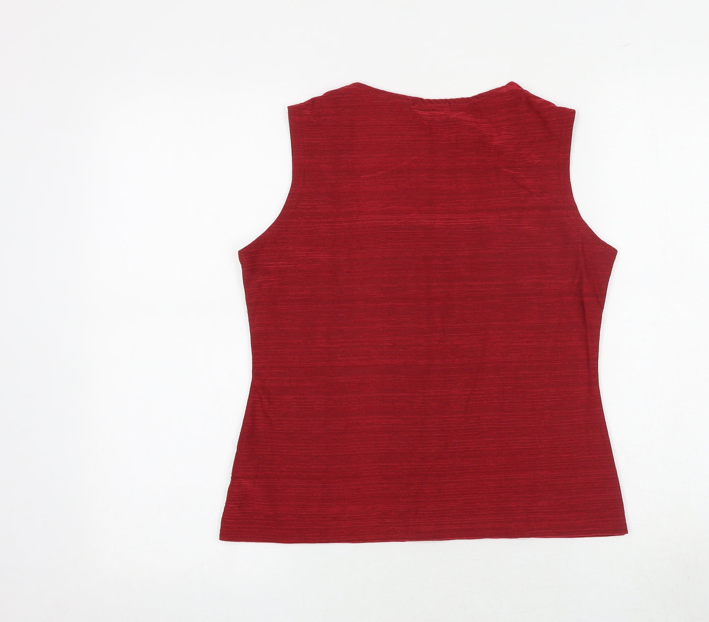 Kaliko Womens Red Geometric Polyester Basic Tank Size 14 Square Neck