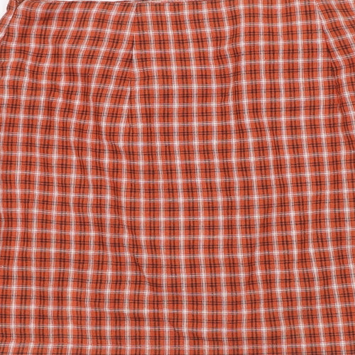 Princess Polly Womens Orange Plaid Polyester A-Line Skirt Size 8 Zip