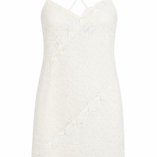 Topshop Womens Ivory Geometric Polyester Slip Dress Size 8 V-Neck Zip