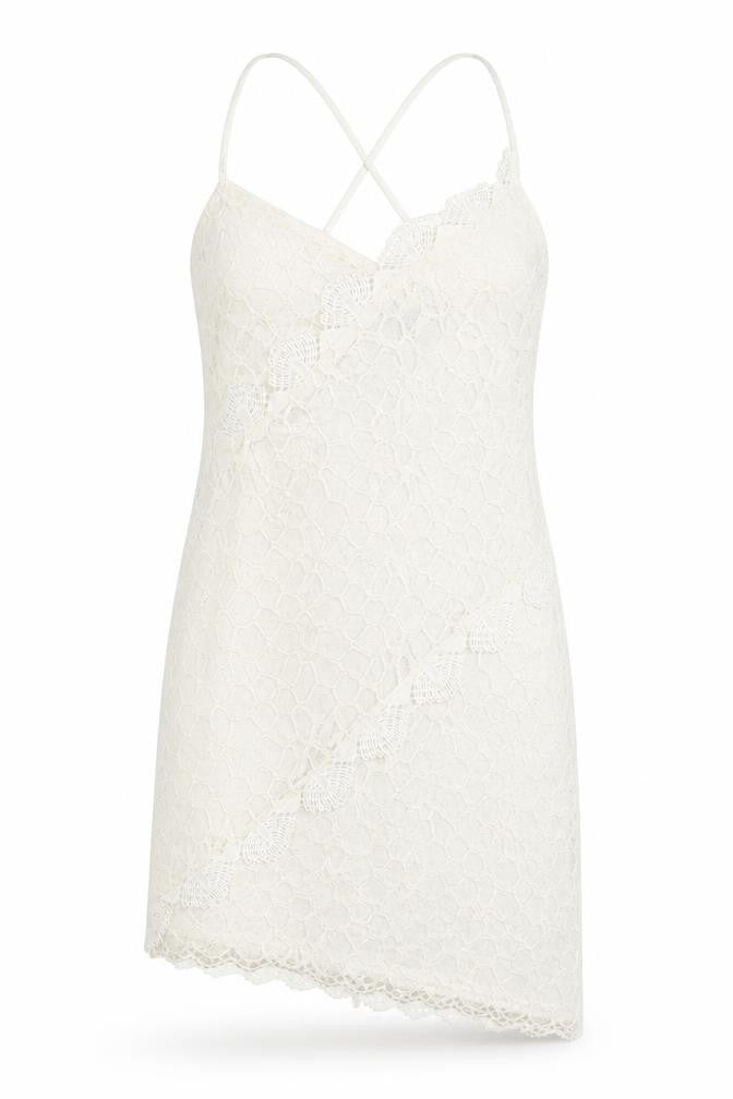Topshop Womens Ivory Geometric Polyester Slip Dress Size 8 V-Neck Zip