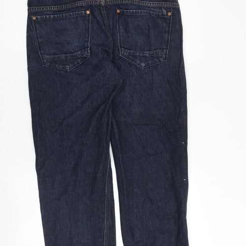 Luke Mens Blue Cotton Straight Jeans Size 35 in Regular Zip