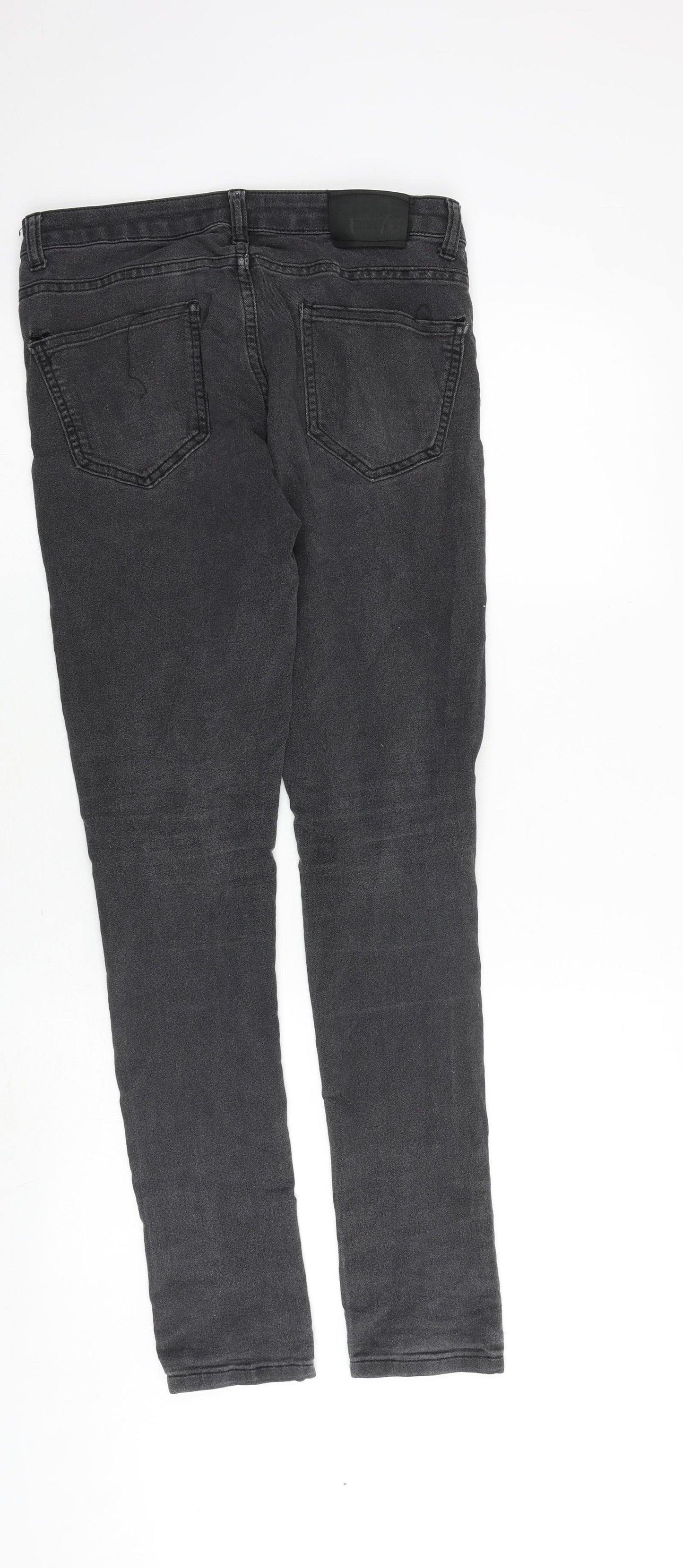 BSC Jeans Mens Grey Cotton Skinny Jeans Size 32 in L32 in Extra-Slim Zip