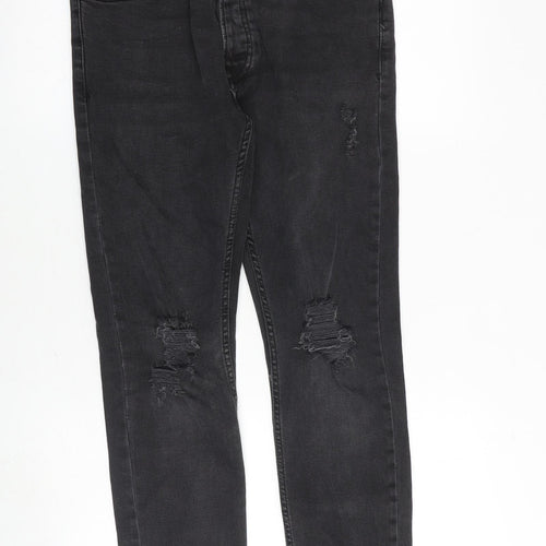 Topman Mens Grey Cotton Skinny Jeans Size 30 in L32 in Slim Zip