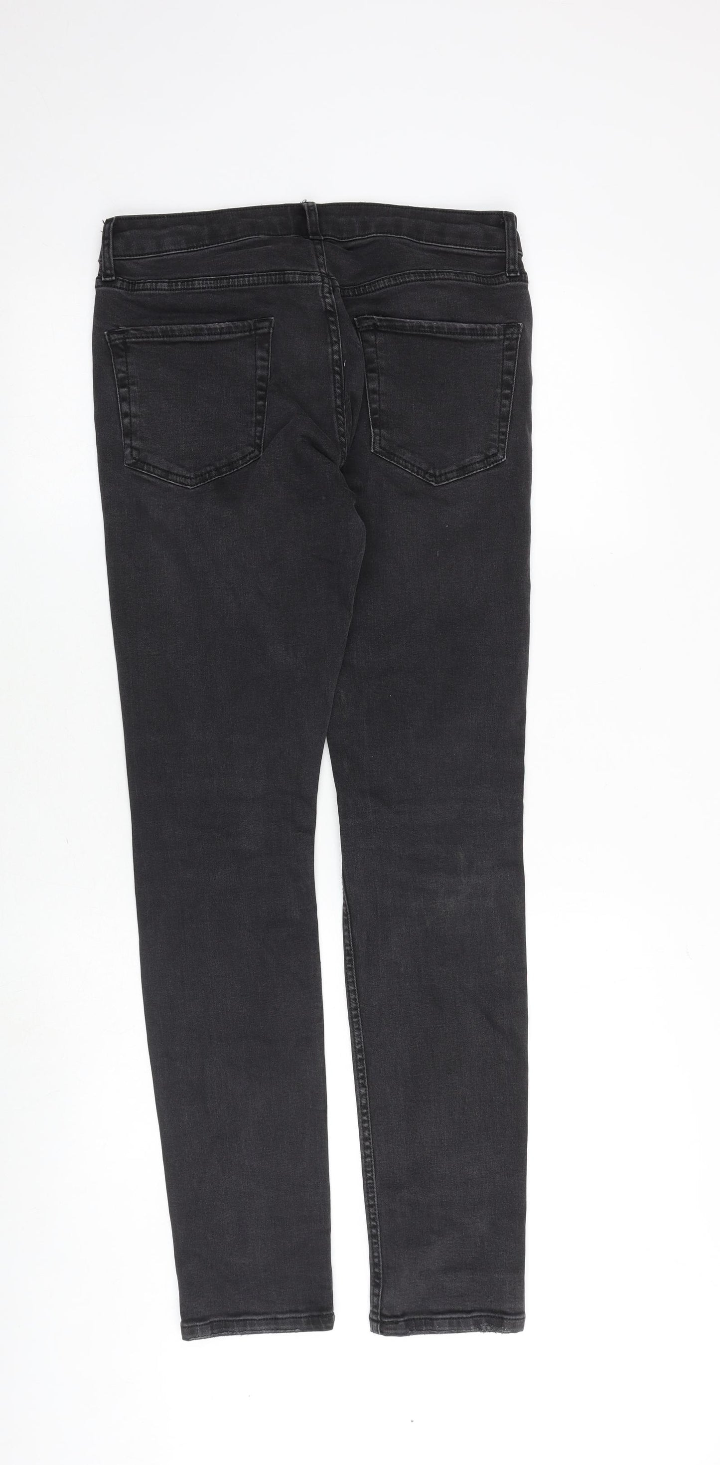 Topman Mens Grey Cotton Skinny Jeans Size 30 in L32 in Slim Zip