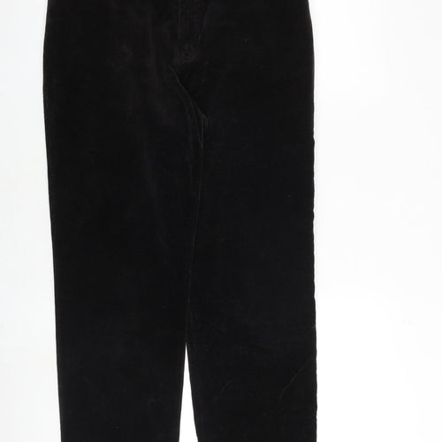 Marks and Spencer Womens Black Cotton Trousers Size 14 Regular Zip