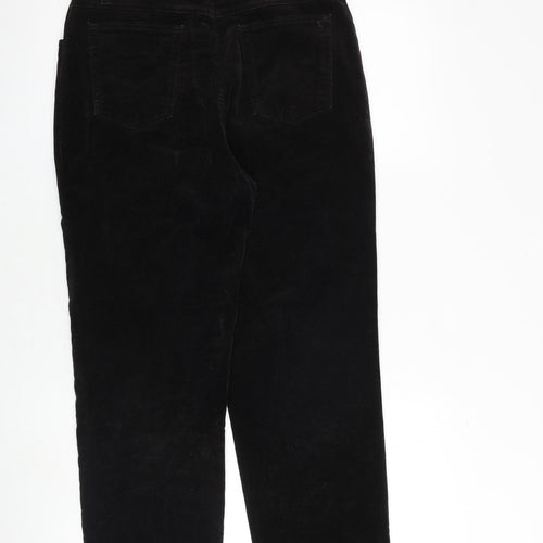 Marks and Spencer Womens Black Cotton Trousers Size 14 Regular Zip