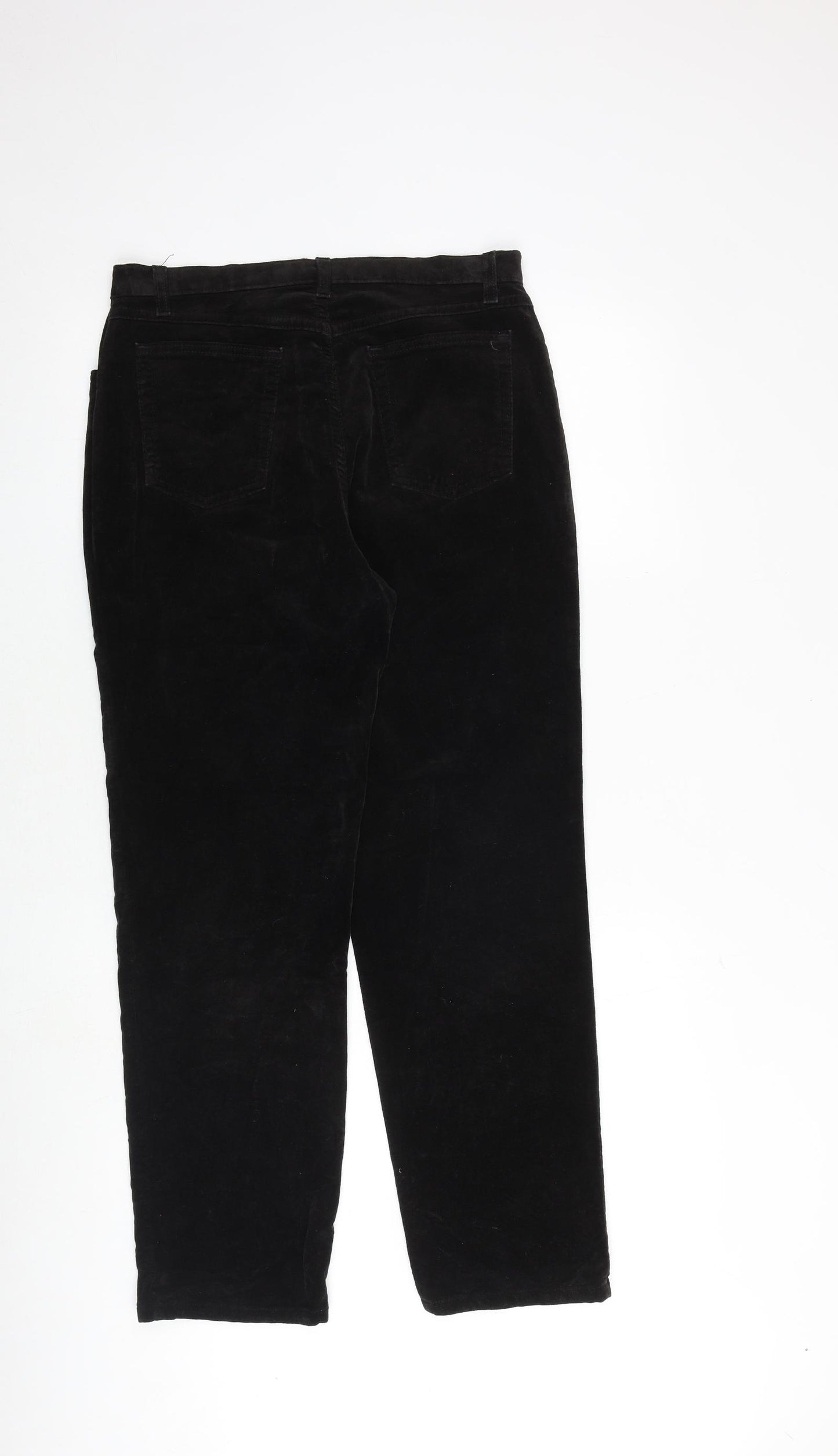 Marks and Spencer Womens Black Cotton Trousers Size 14 Regular Zip