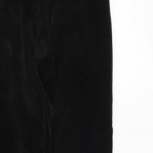 Marks and Spencer Womens Black Cotton Trousers Size 14 Regular Zip