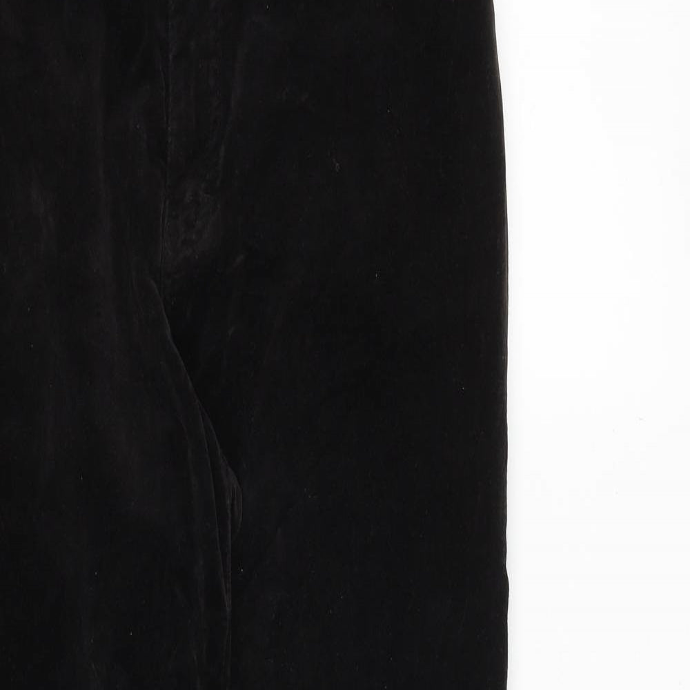Marks and Spencer Womens Black Cotton Trousers Size 14 Regular Zip