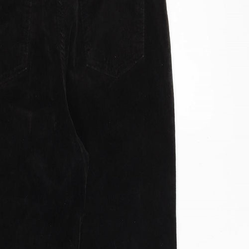 Marks and Spencer Womens Black Cotton Trousers Size 14 Regular Zip