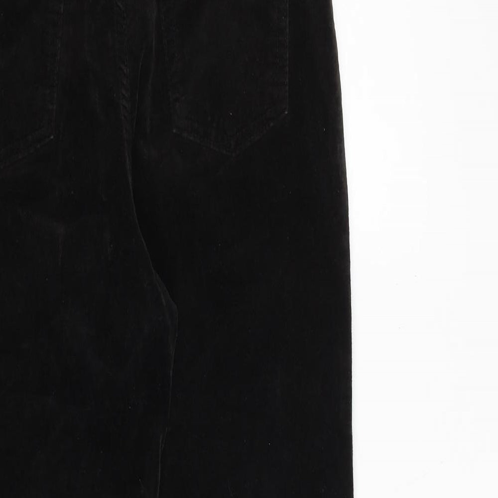 Marks and Spencer Womens Black Cotton Trousers Size 14 Regular Zip