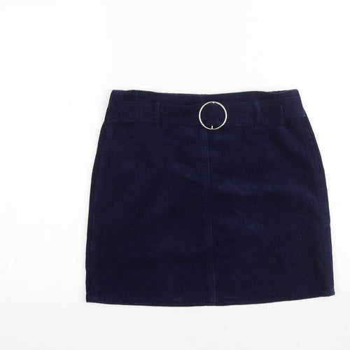 Denim & Co. Girls Blue 100% Cotton Mini Skirt Size 11-12 Years Regular Buckle