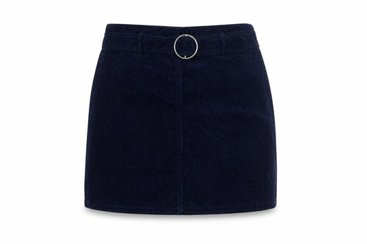 Denim & Co. Girls Blue 100% Cotton Mini Skirt Size 11-12 Years Regular Buckle