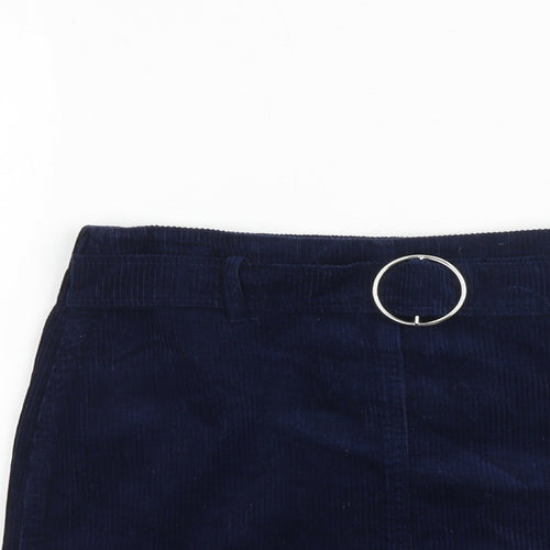 Denim & Co. Girls Blue 100% Cotton Mini Skirt Size 11-12 Years Regular Buckle