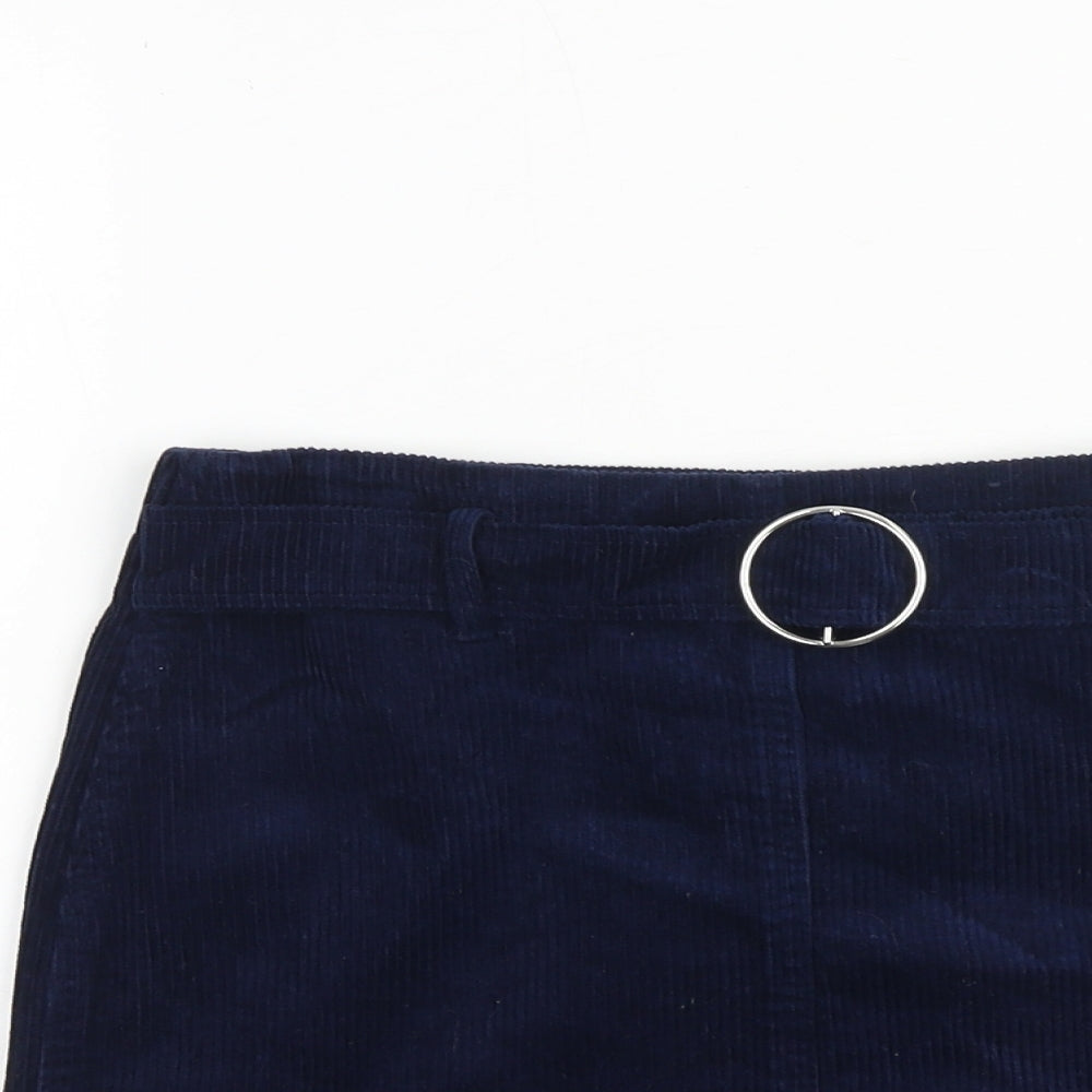 Denim & Co. Girls Blue 100% Cotton Mini Skirt Size 11-12 Years Regular Buckle