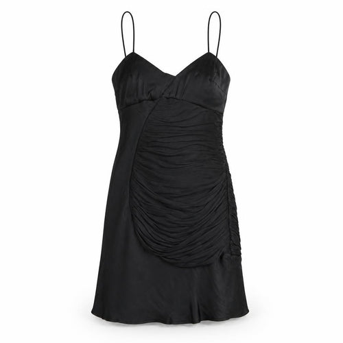 Zara Womens Black Polyester Slip Dress Size S V-Neck Zip