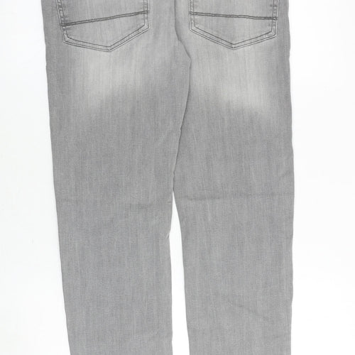 Denim & Co. Mens Grey Cotton Straight Jeans Size 30 in L32 in Slim Button