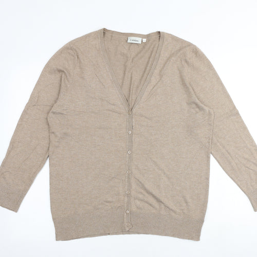 C&A Womens Brown V-Neck Viscose Cardigan Jumper Size L