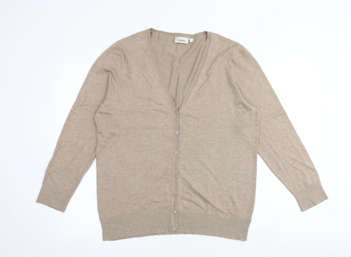 C&A Womens Brown V-Neck Viscose Cardigan Jumper Size L