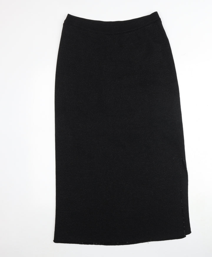Emreco Womens Black Cotton A-Line Skirt Size 14