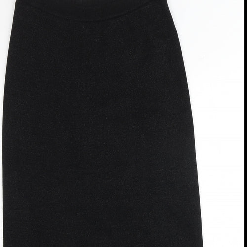 Emreco Womens Black Cotton A-Line Skirt Size 14