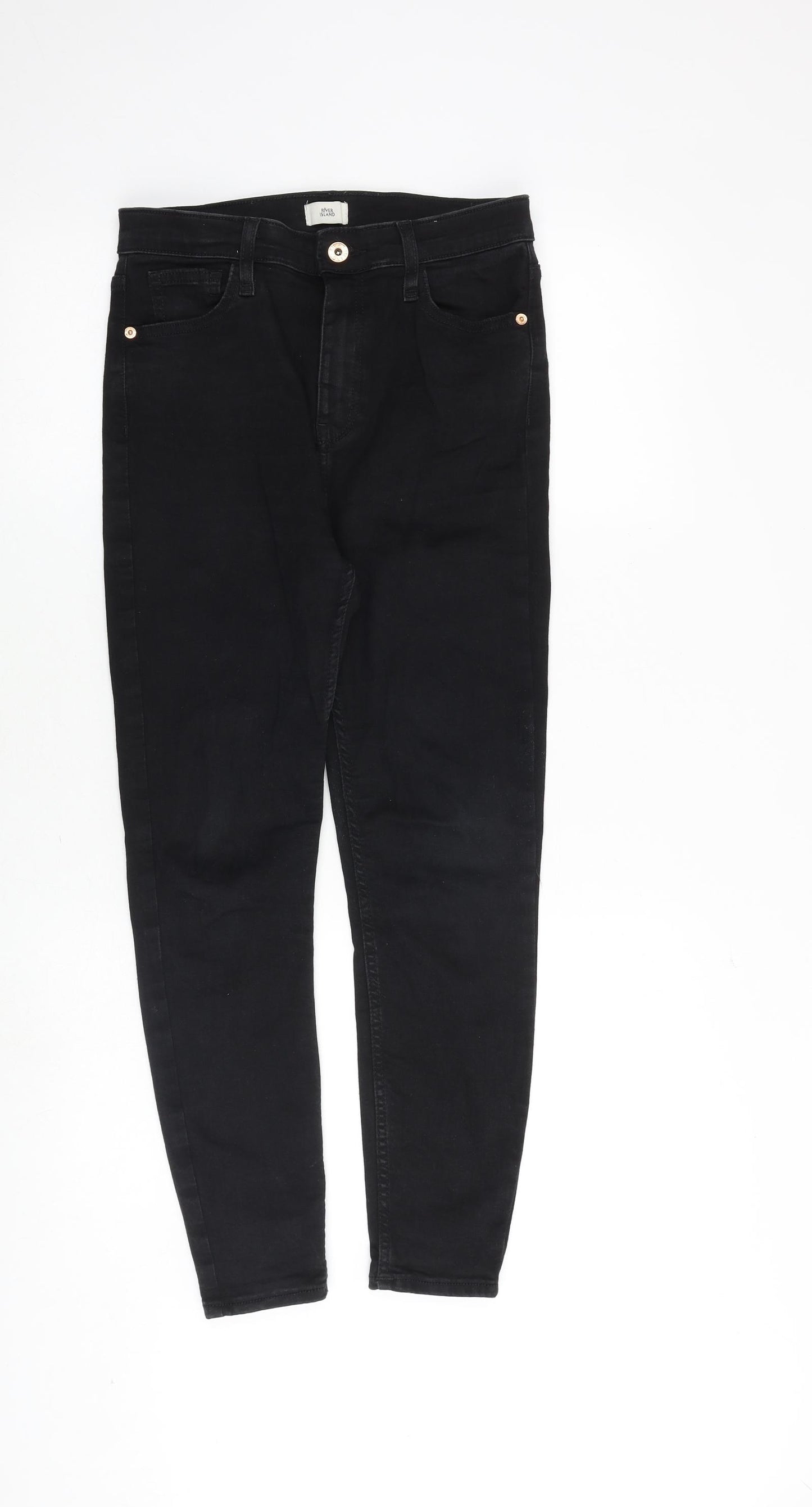 River Island Womens Black Cotton Skinny Jeans Size 12 Regular Zip