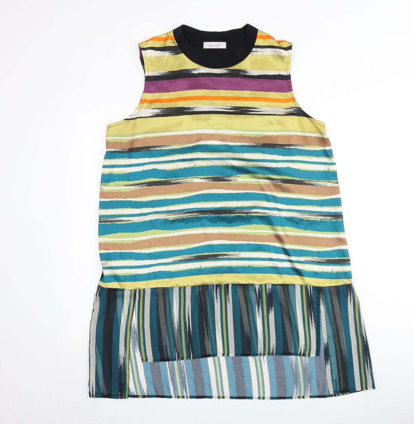 Per Una Womens Multicoloured Geometric Viscose Basic Tank Size 16 Round Neck