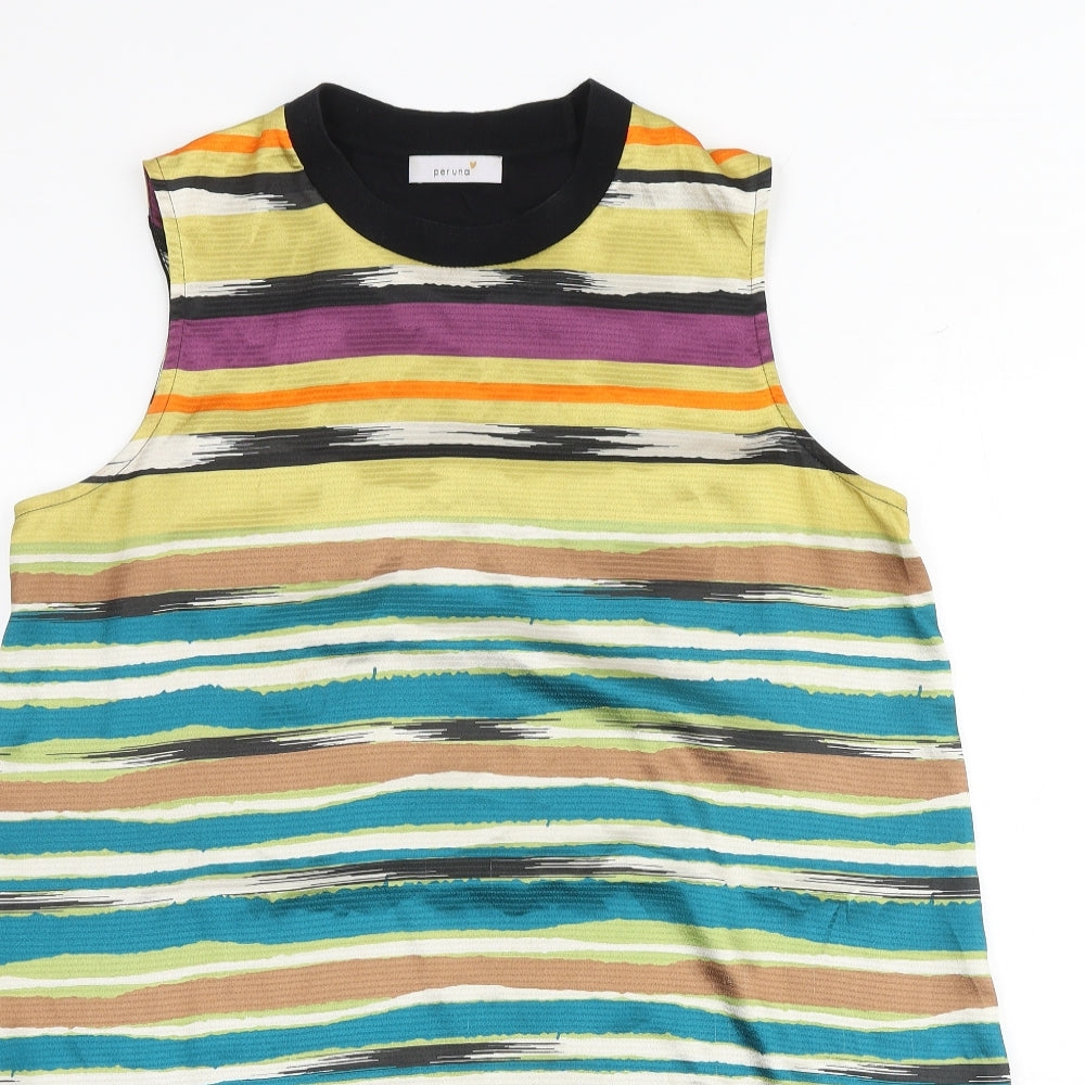 Per Una Womens Multicoloured Geometric Viscose Basic Tank Size 16 Round Neck