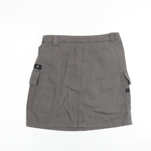 River Island Girls Grey 100% Cotton Cargo Skirt Size 11 Years Regular Zip