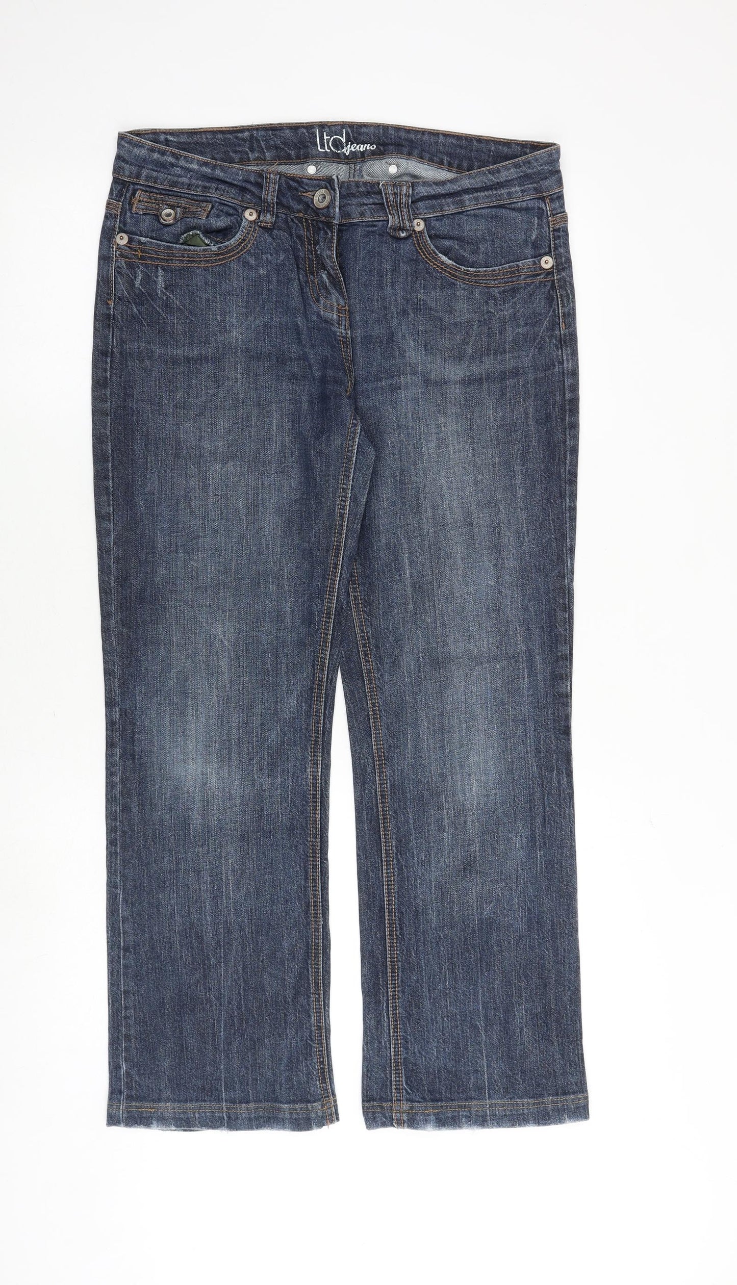 LTD Jeans Womens Blue Cotton Straight Jeans Size 34 in Regular Zip