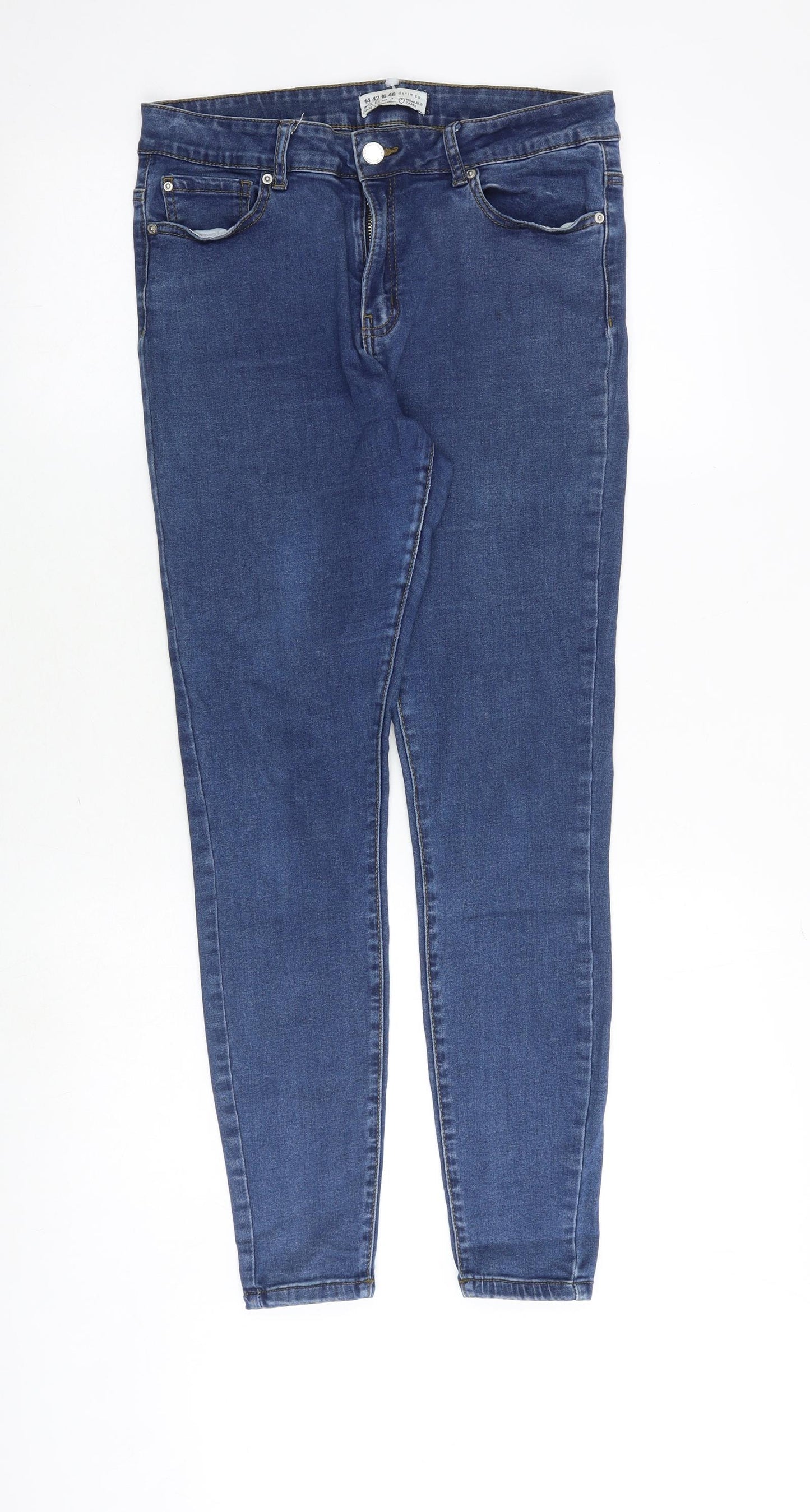 Denim & Co. Womens Blue Cotton Skinny Jeans Size 14 Regular Zip