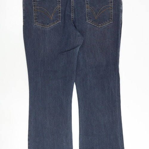 Papaya Womens Blue Cotton Straight Jeans Size 18 Regular Zip
