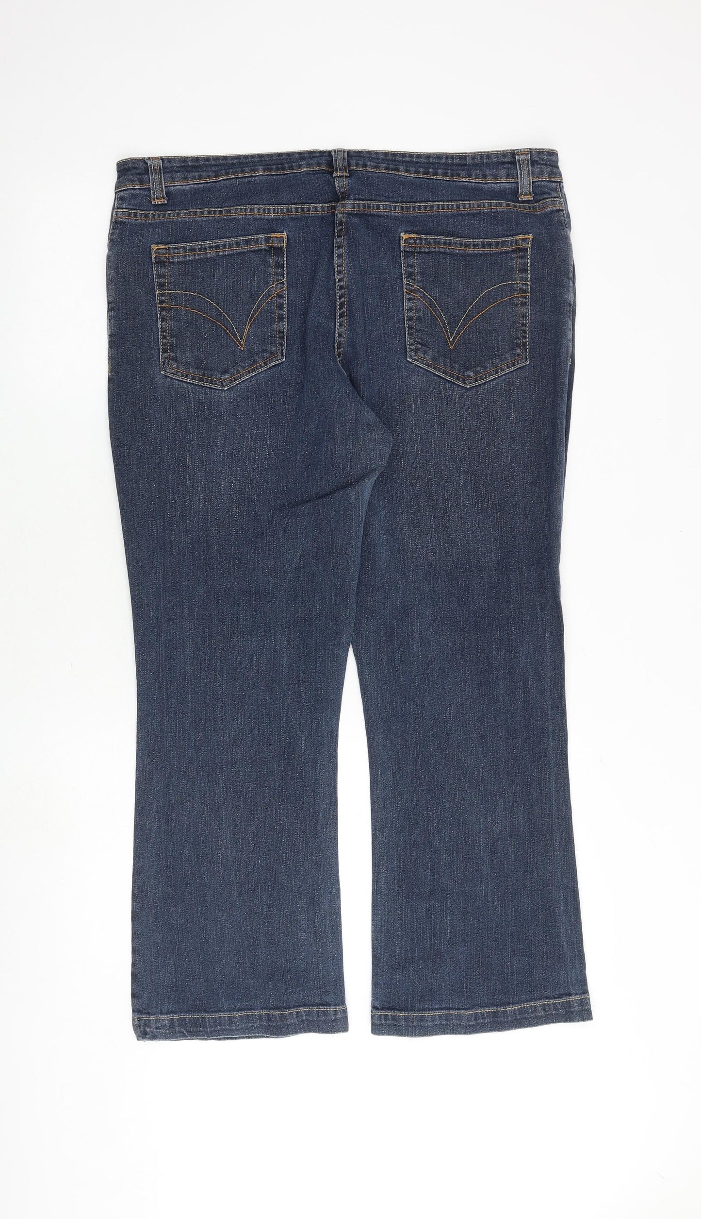 Papaya Womens Blue Cotton Straight Jeans Size 18 Regular Zip