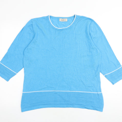 BASSINI Womens Blue Round Neck Viscose Pullover Jumper Size XL