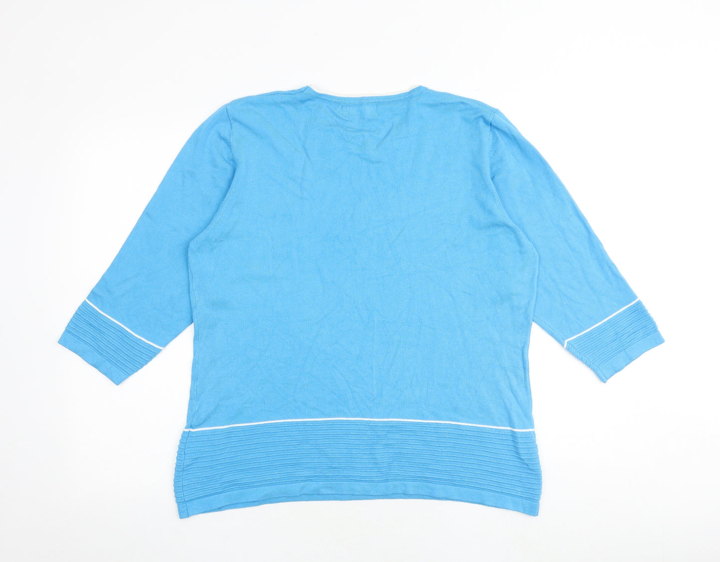BASSINI Womens Blue Round Neck Viscose Pullover Jumper Size XL