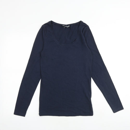 b.young Womens Blue Cotton Basic T-Shirt Size M Scoop Neck