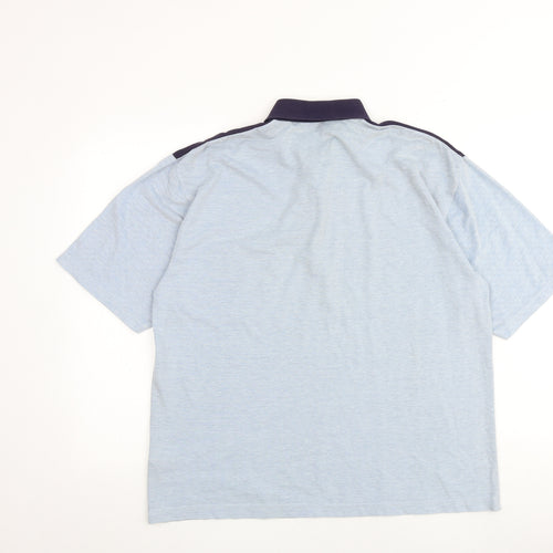 Berkertex Mens Blue Colourblock Polyester Polo Size M Collared Button