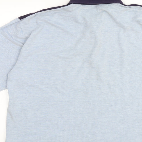 Berkertex Mens Blue Colourblock Polyester Polo Size M Collared Button