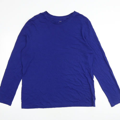 Marks and Spencer Mens Blue Cotton T-Shirt Size L Round Neck
