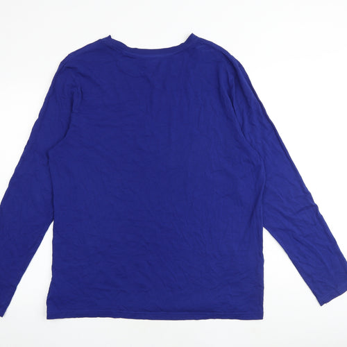Marks and Spencer Mens Blue Cotton T-Shirt Size L Round Neck