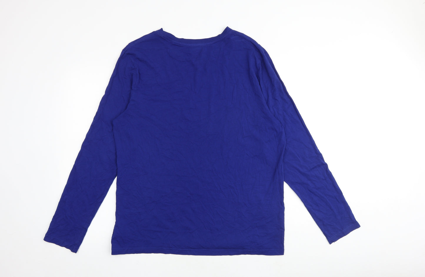 Marks and Spencer Mens Blue Cotton T-Shirt Size L Round Neck