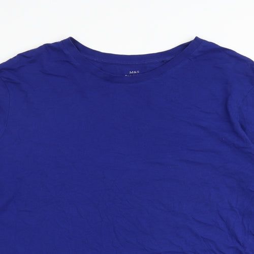 Marks and Spencer Mens Blue Cotton T-Shirt Size L Round Neck