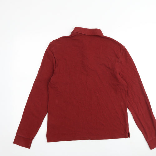 Marks and Spencer Mens Red 100% Cotton Polo Size S Collared Button