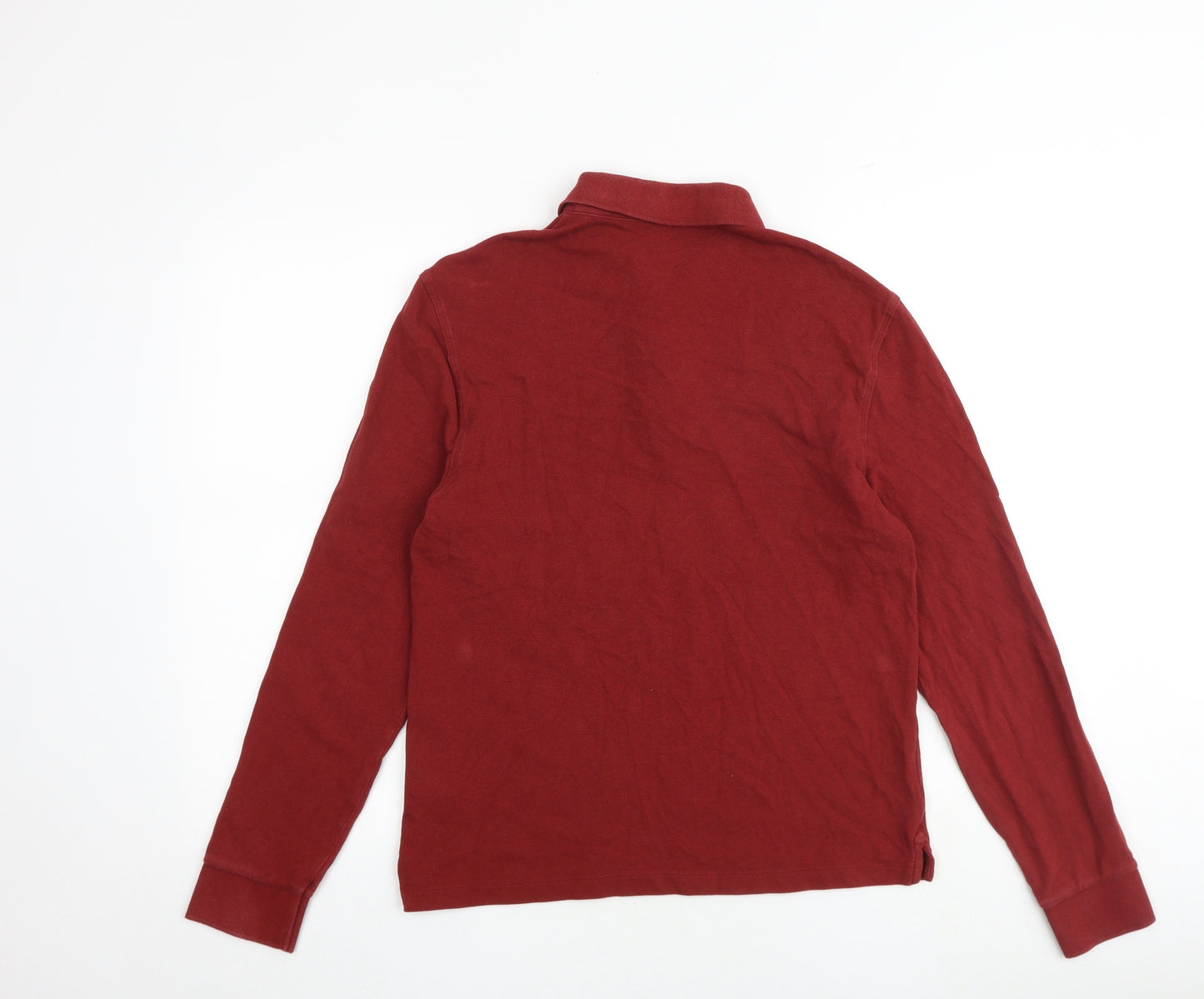 Marks and Spencer Mens Red 100% Cotton Polo Size S Collared Button