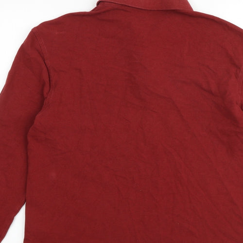 Marks and Spencer Mens Red 100% Cotton Polo Size S Collared Button
