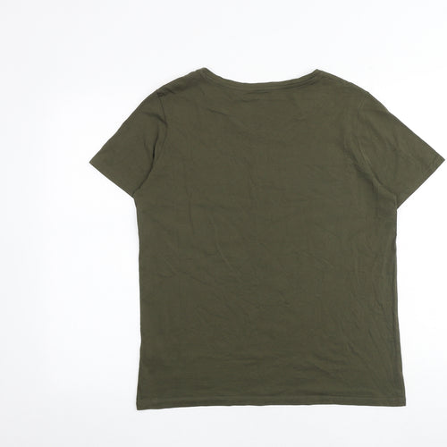 Marks and Spencer Womens Green 100% Cotton Basic T-Shirt Size 12 Round Neck